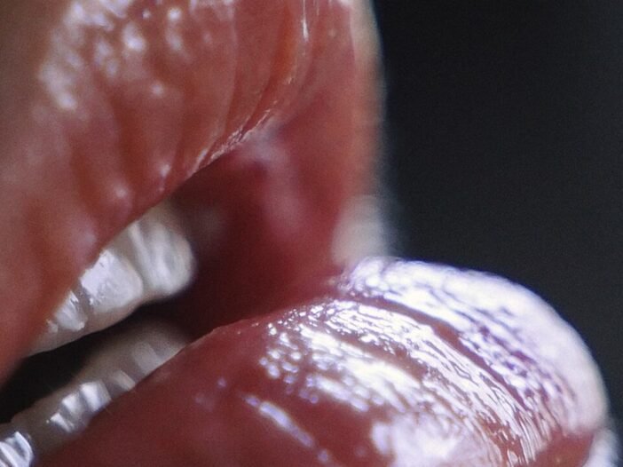 close-up of a person's tongue